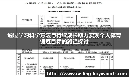 通过学习科学方法与持续成长助力实现个人体育锻炼目标的路径探讨