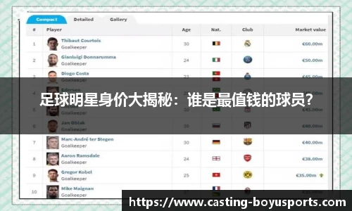 足球明星身价大揭秘：谁是最值钱的球员？